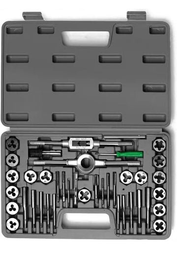 Tool kit,40-Piece Tap and Die Set Metric Sizes Tap Thread Tapper Hand Threading Tool M3 M4 M5 M6 M7 M8 M10 M12 with Storage Case Tap and Die Set, Heavy Duty Hand Tools Kit High Quality 45# Steel with Wrenches and Thread Gauge Tools