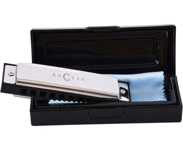 ARCTIC AR-HA10 Key C 10 Hole Diatonic Blues Mouth Organ Harmonica for Professional Player, Silver