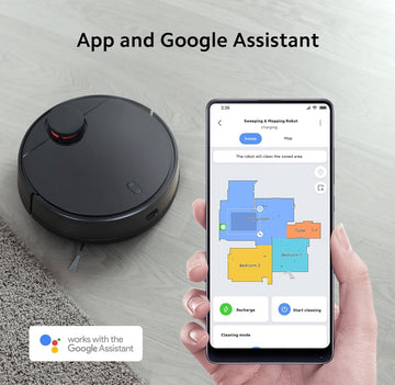 Mi Robot Vacuum-Mop Best-in-class Laser Navigation in band Intelligent mapping Robotic Floor Cleaner with 2 in 1 Mopping and Vacuum App Control WiFi Alexa GA Strong Suction Power 2100 Watt, Black