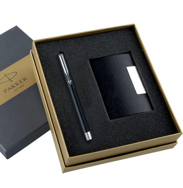 PARKER VECTOR STANDARD CT ROLLER BALL PEN (BLACK) + CARD HOLDER GIFT SET