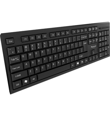 Quantum QHM-7406 Full-Sized Keyboard with (₹) Rupee Symbol, Hotkeys and 3-pieces LED function for Desktop/Laptop/Smart TV Spill-Resistant Wired USB Keyboard with 10 million keystrokes lifespan (Black)