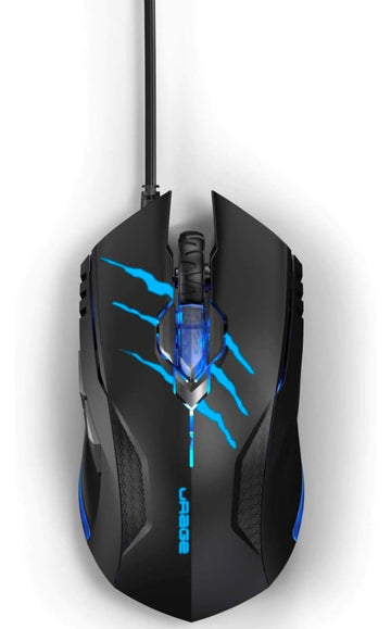 uRage "Reaper 100" USB Wired Gaming Mouse with 6 Fast Response Keys, Integrated 4200 DPI Optical Avago Gaming Sensor, 1000 HZ USB Polling Rate, Adjustable RGB Lighting, Polymer-Coated Gliding Feet.