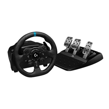 Logitech G923 Racing Wheel and Pedals, TRUEFORCE Feedback, Responsive Driving Design, Dual Clutch Launch Control, Genuine Leather Steering Wheel Cover
