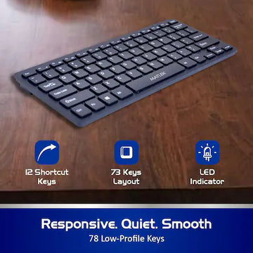 Matlek Wireless Keyboard 2.4 G Connect Works with - Windows, Mac, Android | Slim and Portable, Black