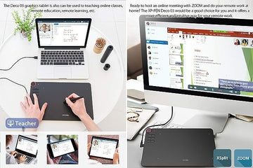 XP-PEN Deco03 Award Winning Wireless Graphics Drawing Tablet Pen Tablet, 8192 Levels of Pressure Sensitivity, Battery Free Stylus, 8 Shortcut Keys and 8 Replacement nibs (Black, 10x6 Size)(Sealed Pack)