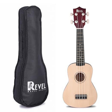 REVEL 21 inches Soprano Ukulele (Refreshing Natural) with carry bag. Core with gentle braced wood for warm bright tone.(Natural)