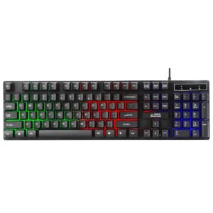 RPM Euro Games Gaming Keyboard Wired 7 Color LED Illuminated & Spill Proof Keys, Black, Medium
