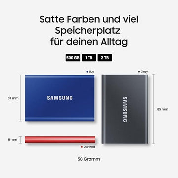 Samsung T7 500GB Up to 1,050MB/s USB 3.2 Gen 2 (10Gbps, Type-C) External Solid State Drive (Portable SSD) Red (MU-PC500R)
