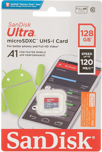 SanDisk Ultra MicroSDXC UHS-I CARD SDSQUA4-128G-GN6MN 120MB/s Memory Card Compatible with Camera, Mobile, Tablet