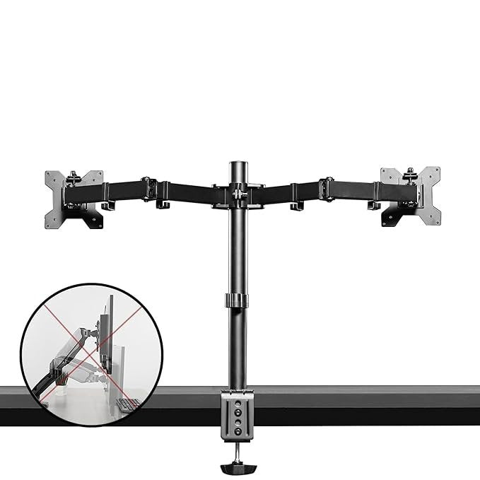AmazonBasics Dual Monitor Stand - Height-Adjustable Arm Mount, Steel