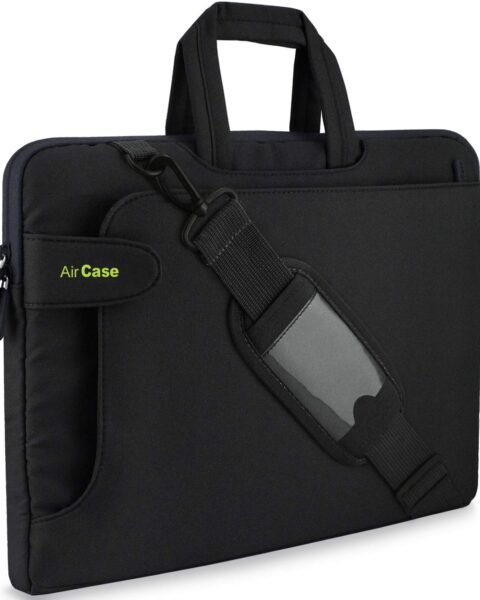 AirCase Laptop Bag Sleeve Messenger Bag size 16'5'' | Strap, Pocket (Black)