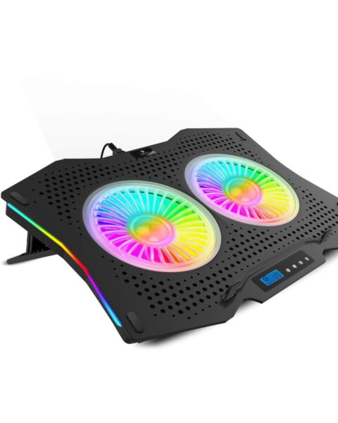 ZEBRONICS Zeb- NC9000 Laptop Cooling pad with Dual 110mm Fan, Multi-Color Led Including 10 Multi Color LED Modes and has RGB Strips on The Both Sides