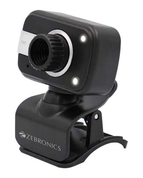 Zebronics Zeb-Crystal Clear Web Camera  3P Lens,Built-in Microphone,Auto White Balance,Night Vision and Manual Switch for LED (BLACK)