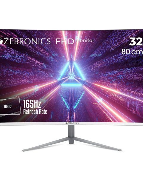 ZEBRONICS Zeb-Ac32Fhd Curved Slim Gaming Led Monitor With 32Inch (80 Cm) Wide Screen, Full Hd 1920 x 1080 Pixels, 165Hz Refresh Rate, Display Port, Hdmi, 300Cd/M? Bright, Usb, Built In Speaker (Black)