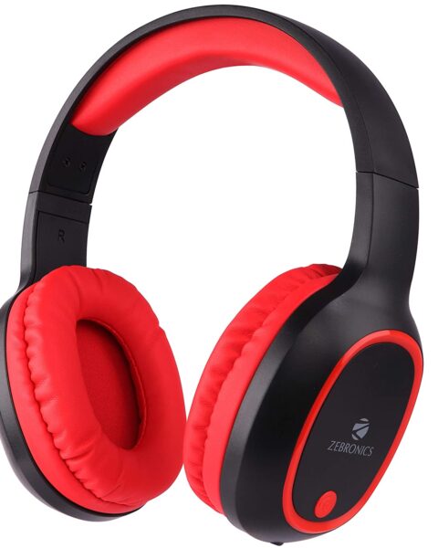 Zebronics Zeb-Thunder Wireless BT Headphone Comes with 40mm Drivers, AUX Connectivity, Built in FM, Call Function, 9Hrs* Playback time and Supports Micro SD Card (Red)