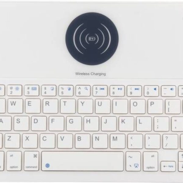 Universal Bluetooth Keyboard for iPad, Lenovo, Samsung and All Other brandTablets with Wireless Charger WHITE