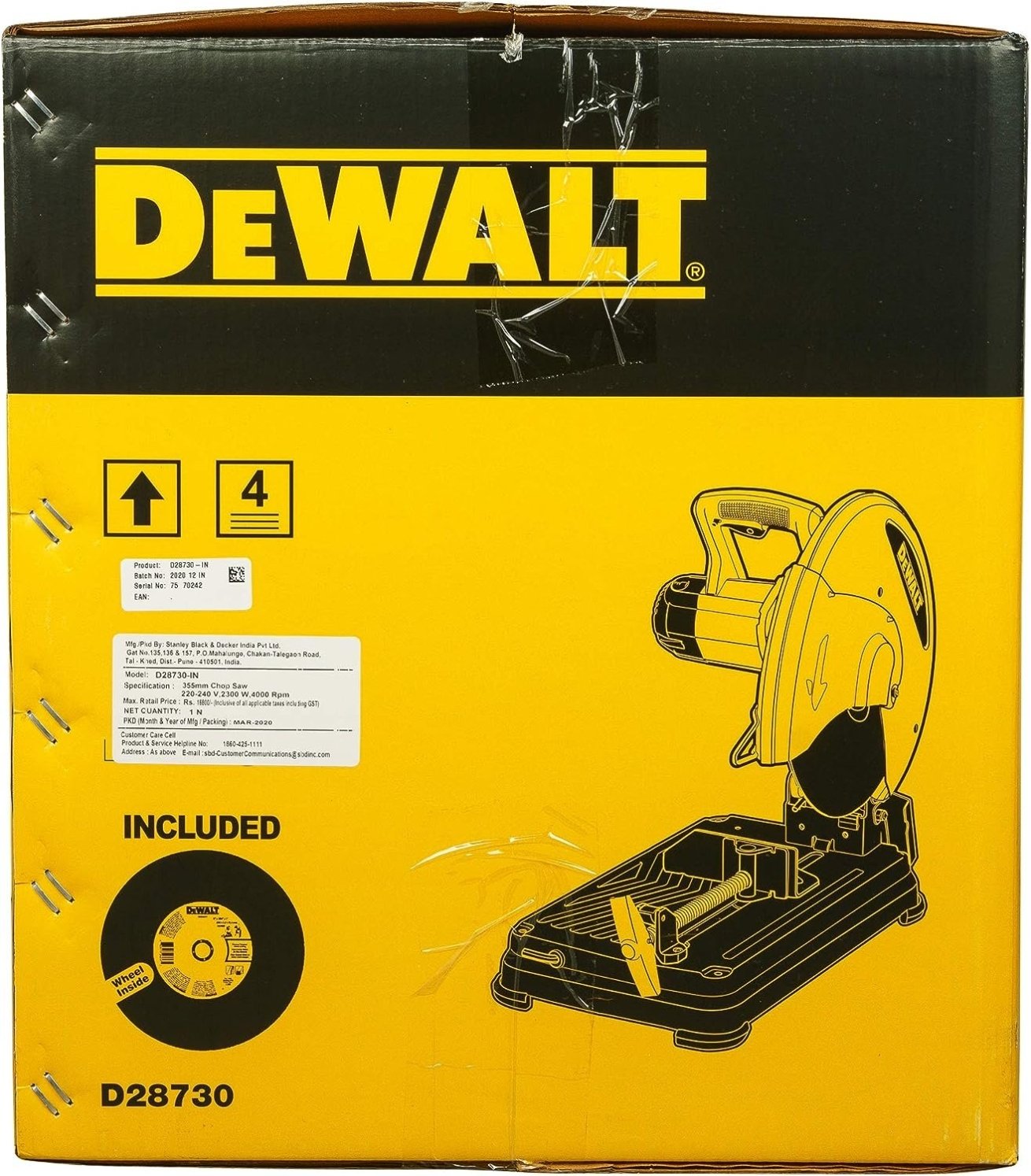 DEWALT D28730 Corded Electric Heavy Duty Chop Saw With Wheel