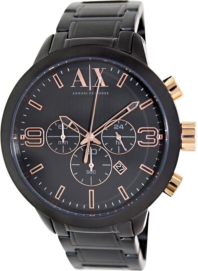 Armani Exchange Atlc Chronograph Black Dial Black Ion Plated Mens