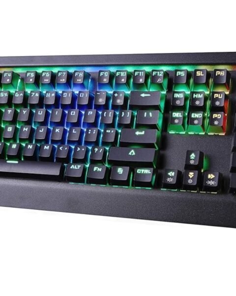 Zebronics Zeb-Max Pro Mechanical Gaming Full Size Keyboard, Suspended Keycaps, 18 RGB Light Modes (Gold Plated USB, Braided Cable)