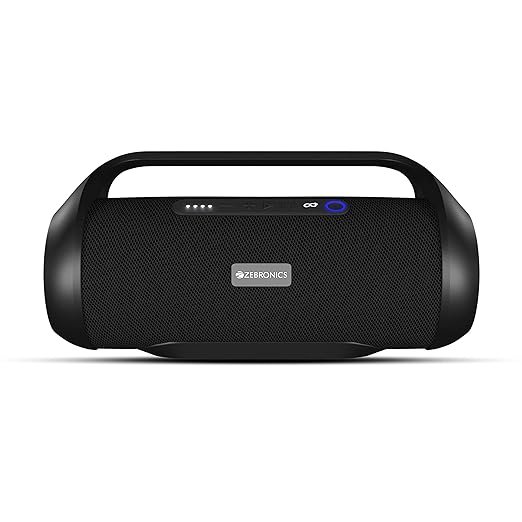 ZEBRONICS Zeb-Sound Feast 300 Wireless Bluetooth 48W Fabric Finish Boombox Party Portable Speaker Supporting Voice Assistant, Splash Proof, Carry Handle, USB, SD Card, AUX, FM & TWS Function