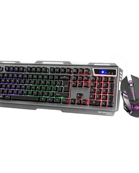 Zebronics Transformer Gaming Keyboard and Mouse Combo,Braided Cable,Durable Al body,Multimedia keys and Gaming Mouse with 6 Buttons, Multi-Color LED Lights, High-Resolution Sensor with 3200 DPI(Black)