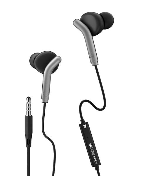 Zebronics Zeb-Bro in Ear Wired Earphones with Mic, 3.5mm Audio Jack, 10mm Drivers, Phone/Tablet Compatible(Black)