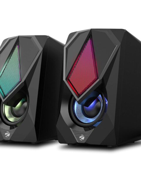 ZEBRONICS Zeb-Warrior II 10 watts 2.0 Multimedia Speaker with RGB Lights, USB Powered, AUX Input, Volume Control Pod for PC, Laptops, Desktop