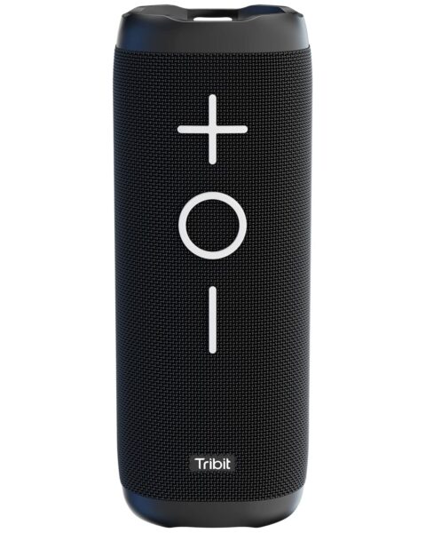 Tribit StormBox 24W Bluetooth Wireless Speakers,360°Surround Sound,Enhanced Bass-Independent XBass Button,Wireless Dual Pairing,Built-In Mic,IPX7 Waterproof,20H Playtime,Outdoor Portable Speaker,Black