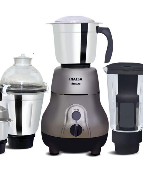 Inalsa Amaze Mixer Grinder Mixer Grinder, 780W, 3 Stainless Steel Jars & 1 Blender Jar with Fruit Filter (Grey)