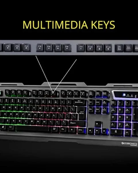 Zebronics Transformer Gaming Keyboard,Durable Al body,Multimedia keys,Multi-Color LED Lights.